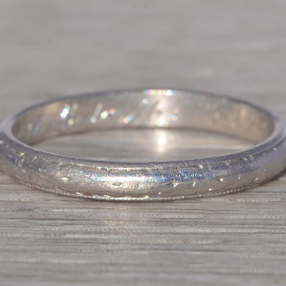 Antique Engraved Platinum Wedding Band
